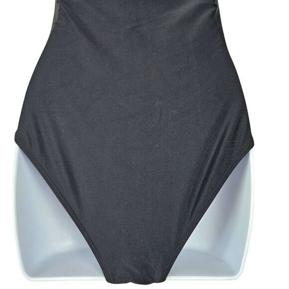 Womens Sexy Black Mesh Small One-Piece Swimsuit Deep V-Neck Halter Tie Beach - Picture 8 of 9